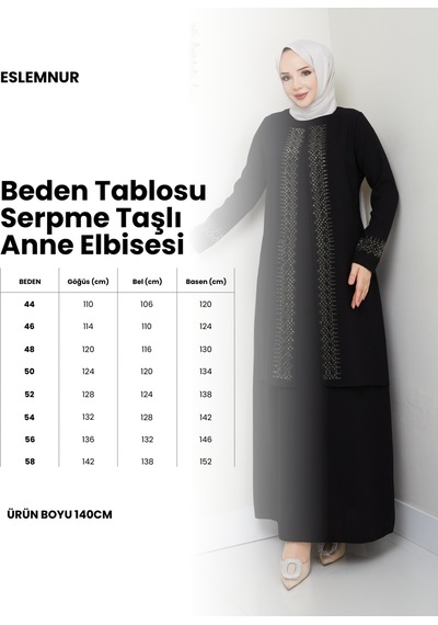 Eslemnur Serpme Taşlı Büyük Beden Anne Elbisesi Kiremit
