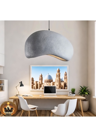 Petra Doğal Taş Efektli Modern Beton Avize Gri Çap: 600mm GRİ RENK