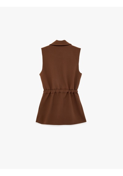 Koton Regular Fit Kolsuz Kemerli Kruvaze Yaka Yelek Kahverengi 6sak20009uw Kahve