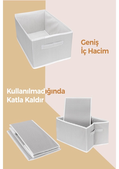 Dolap İçi Pantolon Düzenleyici Saklama Kutusu Organizer Beyaz - Gri