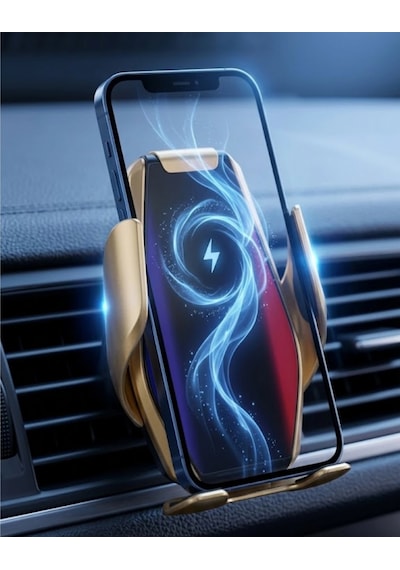 Otomatik Açılan Araç Telefon Tutucu Kablosuz Şarj Ve Tek Elle Kullanım Çok Renkli