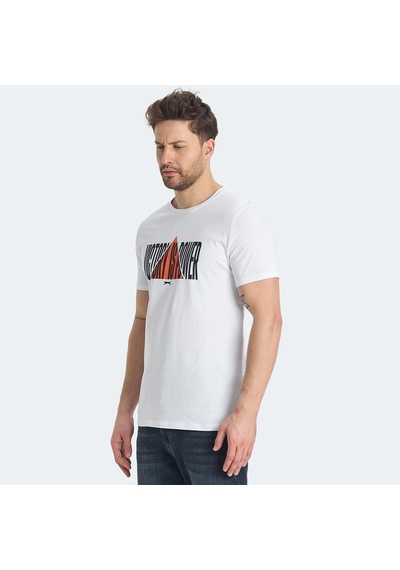 Slazenger RAVID IN Erkek Baskılı Beyaz Tişört