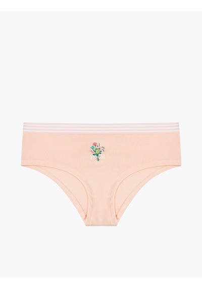 Koton Pamuklu Çiçek Baskılı Bel Detaylı Yüksek Bel Hipster Külot Pembe 6slk30098mk Gül