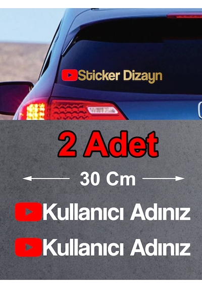 Kişiye Özel Youtube 2 Adet Sticker - Araba Oto Motosiklet Karavan Sticker Etiket 00307 30 Cm
