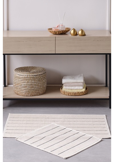 Doquhome Arte Banyo Paspası Krem&antrasit 60x100cm Krem