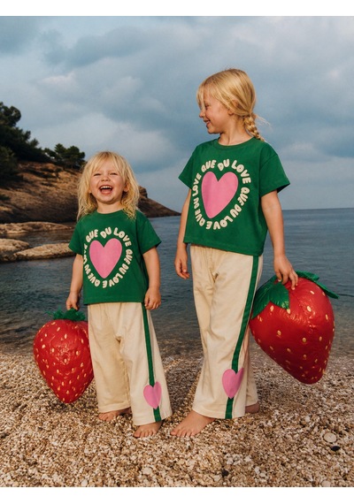 Baby Lory Kids Store Kız Çocuk Kalp Baskılı Yeşil Takım Yeşil - Krem