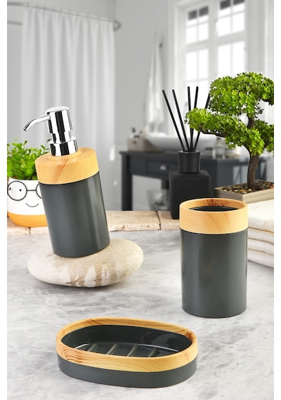 Gri Krom 3'lü Banyo Seti Gri