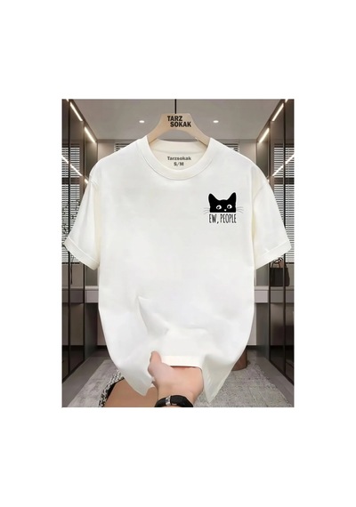 Tarzsokak Unisex Cat Ew People T-shirt Beyaz