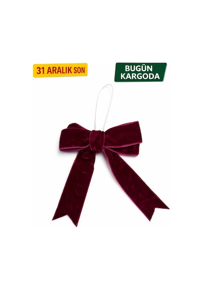 Premium Kadife El Emeği-5li Yılbaşı Ağaç Süsü Fiyonk Seti -kurdele Fiyonk Noel Ağacı Süsleme