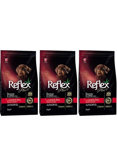 Reflex Plus Kuzulu Pirinçli Yavru Köpek Maması 3 x 3 KG
