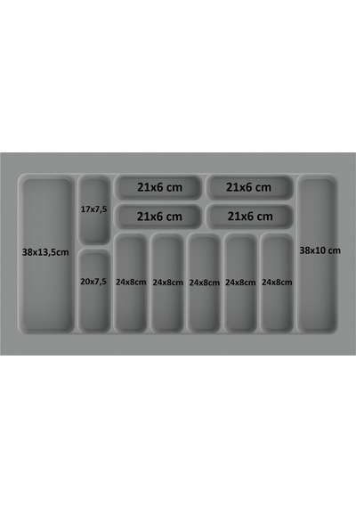 86x49 Cm Çekmece Içi Kaşıklık Gri 78,5x40 Cm Kadar Kesilebilir Kesim Yapılır Gri