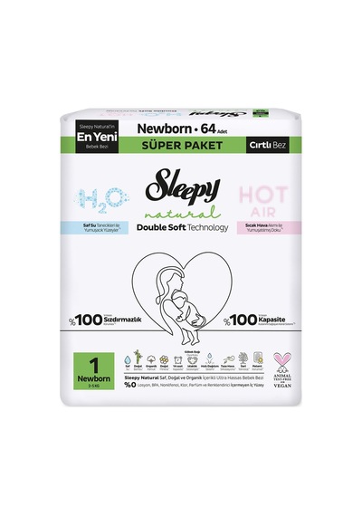 Sleepy Natural Double Soft 1 No 2-5 Kg 64'lü - 6 Adet Tarı 1 Numara