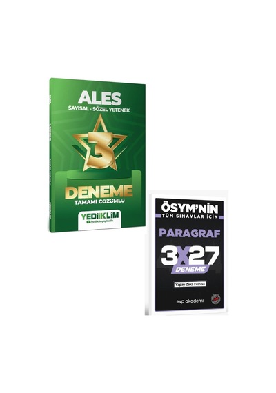 Yediiklim 2027 Ales 3 Yıldız Deneme Çözümlü+ Evp Akademi Paragraf