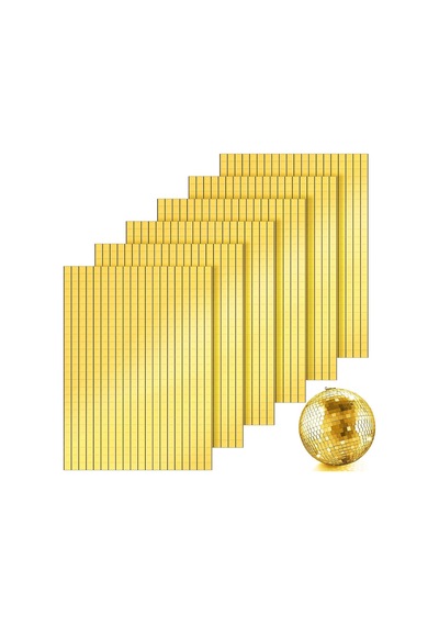 2 Li Kendinden Yapışkanlı Gold Ayna Mozaik Disco Sticker Duvar Çerçeve Eşya Dekoratif Kaplama 30x30 Altın