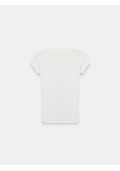 Dilvin 32799 V Yaka Top-ekru