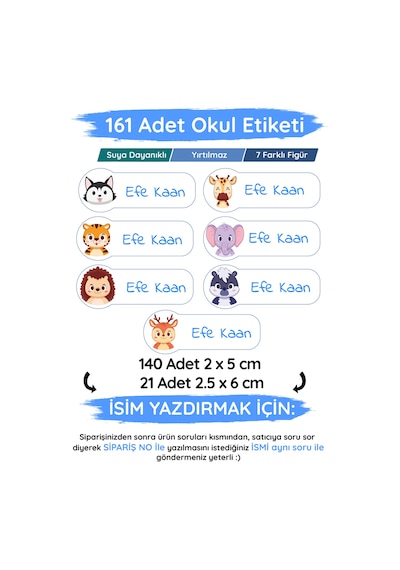 Özel İsminiz Yazılı Okul Etiketi Kız/erkek Diğer