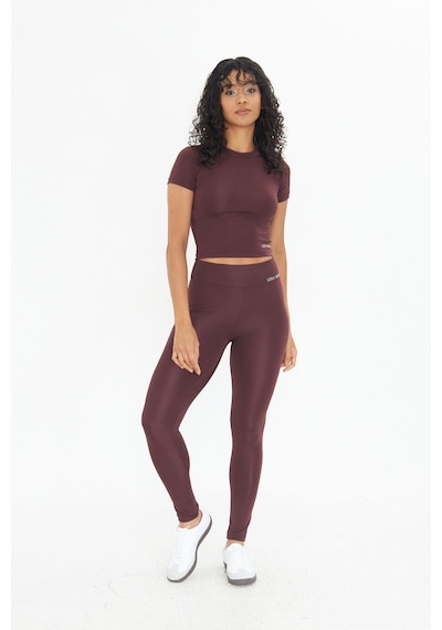 Lesa Wear Soft Touch Bedene Oturan Spor Crop T-shirt Short Fitted Kahverengi