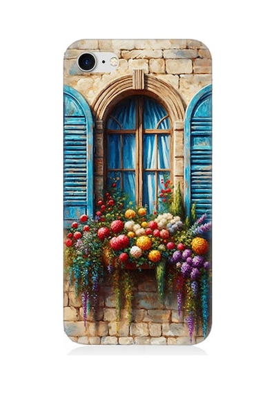 Apple iPhone 7 Uyumlu Pencereden Renkli Hayat Desenli Silikon Kılıf Çok Renkli
