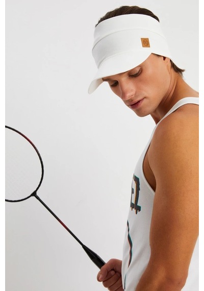 Butikgiz Erkek Uv Koruyuculu %100 Pamuklu Penye Tenis Golf Stil Vizör Şapka Siperlik - Tek Ebat / Beyaz Beyaz