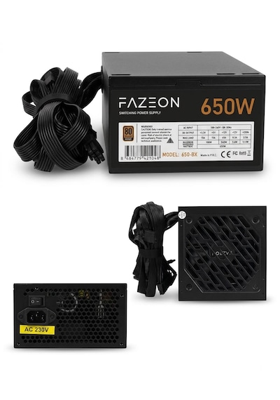 Fazeon Atx-650w 80+ Bronze Psu Power Supply Güç Kaynağı Siyah