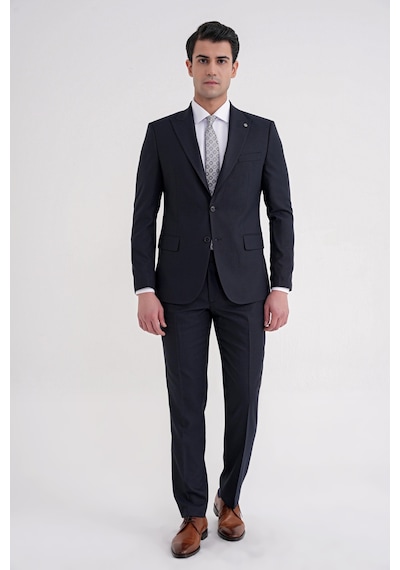 Efor Slim Fit Çift Yırtmaç Sivri Yaka Esnek Lacivert Klasik Takım Elbise Tk 939 Lacivert