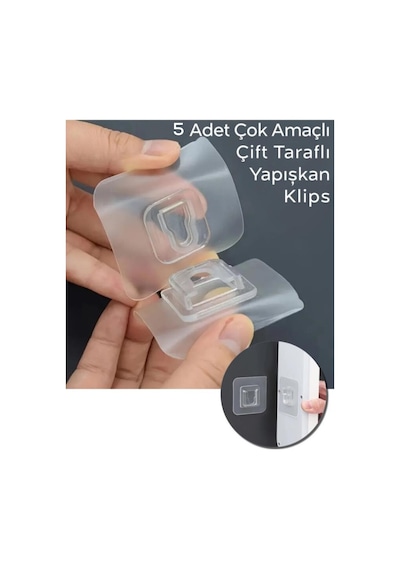 Mithra Life 5 Adet Çift Taraflı Yapışkanlı Eşya Sabitleme Askısı Mıt1107 Şeffaf