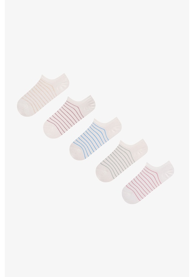 Penti 5 Çift Burun Dikişsiz Pamuklu Renkli Çizgi Desenli Sneaker Çorap Marşmelov