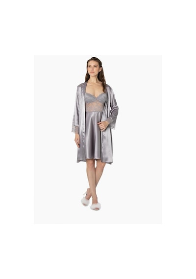 Pierre Cardin Saten Dantelli Gecelik Ve Sabahlık Takımı - 4265 001