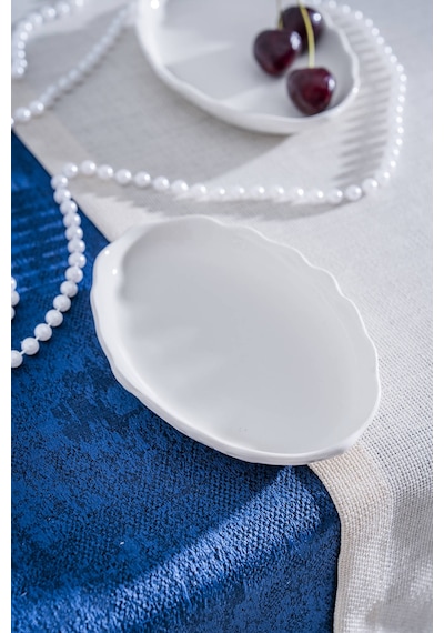 Acar King Oval Kayık Tabak - 15 Cm Beyaz
