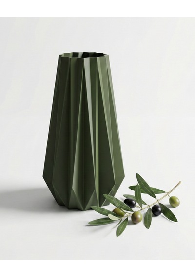 Elana Design Tria Vazo - Modern Tasarımlı Şık Çiçek Vazosu Yeşil
