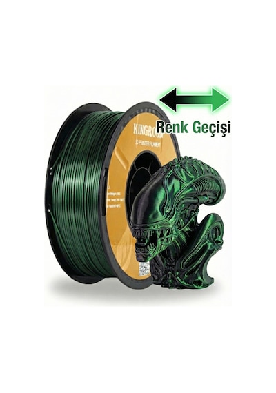 Çift Renkli Silk Pla 1.75 Mm 1kg Siyah Yeşil - Matrix Tonu Açıya Göre Renk Değiştiren