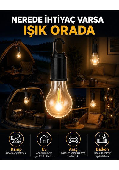 Mey İthalat Akıllı Sensörlü Usb Şarjlı Kamp Lambası