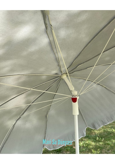 Plaj Deniz Balkon Şemsiyesi Sentetik Kumaşlı Şemsiye Bidon Dahil Eğilebilir Şemsiye 2 Metre Ş Gri