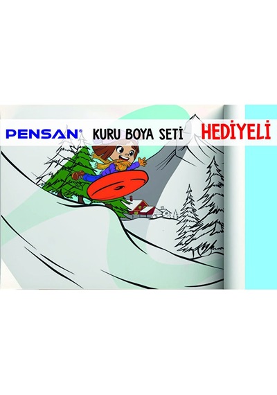 30x120 Boyama Rulosu Yaman Kar Tatili + Pensan 12'li Kuru Boya Ka