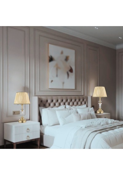2 Adet Angel Gold Kristal Taşlı Abajur Seti Diğer