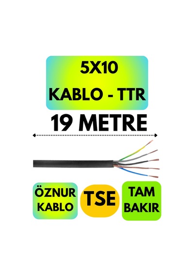 Öznur 5x10 Ttr Kablo Siyah Metre Seçenekli - 19 Metre