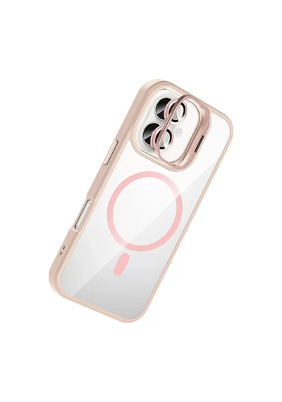 Joko Apple iPhone Uyumlu  16 Plus Uyumlu Remim Lensli Magsafe Standlı Kapak - Pembe