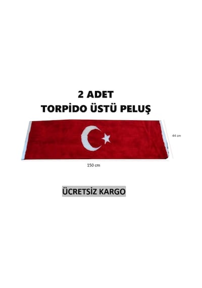 2 Adet Peluş Türk Bayrağı Torpido Halısı Ay Yıldız N11.1606