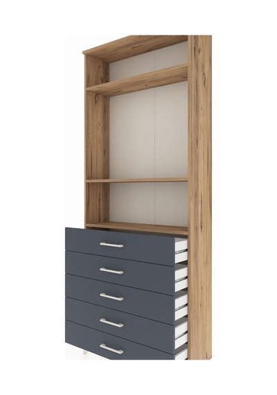 Arges Dolap 3 Raflı 5 Çekmeceli 88x30x221 Çam-antrasit Atlas Çam