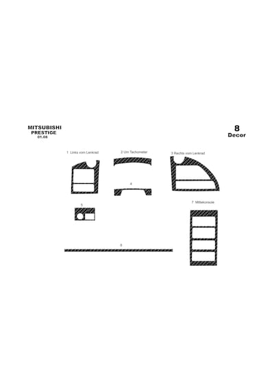 Mitsubishi Temsa Prestige Delux Torpido Kaplama 2008-2010 7 Parça Karbon