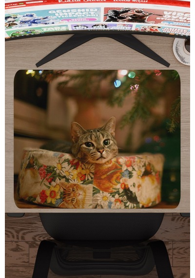 Yeni Yıl Kediler- Kedi- Yılbaşı V2 48x40 Xl Gaming Kauçuk Kaymaz Taban Mouse Pad Fare Altlığı
