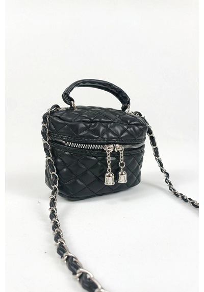 Glemix Leslie Siyah Kapitone Desen Kadın Kutu Crossbody Bag Siyah