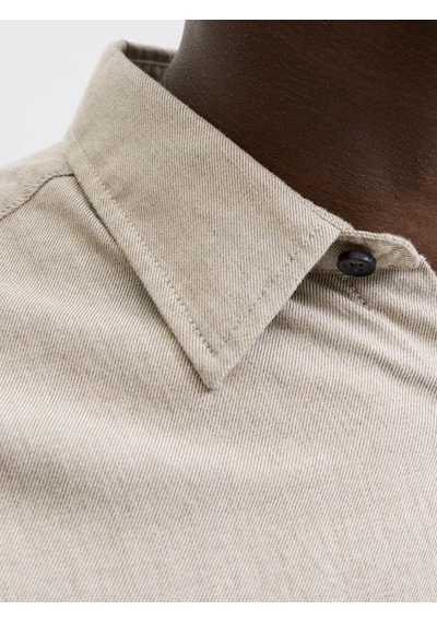 Jack & Jones Erkek Dügme Kapamali %100 Pamuk Gömlek - Classic - 12278416 Oatmeal