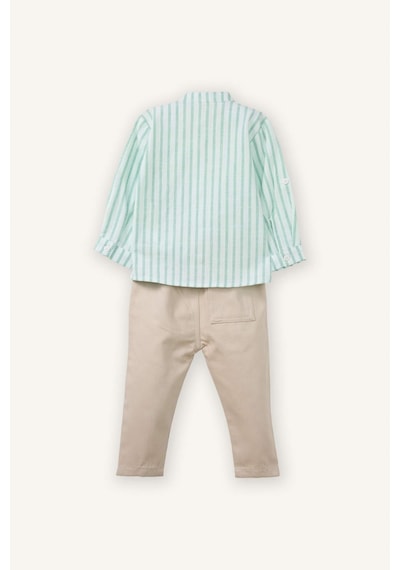 Defacto Erkek Bebek Poplin 2li Takım Çizgili Gömlek Pantolon G7103a526spgn391 Yeşil-gn391