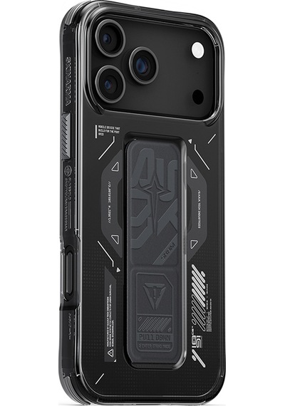 Apple Uyumlu iPhone 17 Pro Max Kılıf M-safe Teknoloji Desenli Skinarma Helio Mag Charge Standlı Kapak Füme Füme