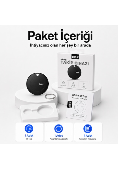 Hbb-k Hi Tag Akıllı Takip Cihazı Sadece Apple Uyumlu Uyumlu Siyah