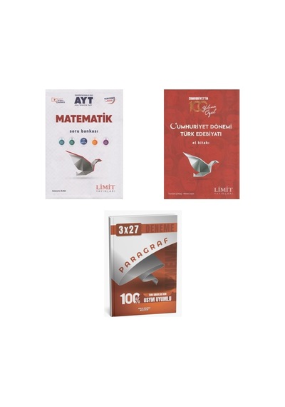 2027 2027 Ayt Limit Matematik Soru + Cumhuriyet Dönemi Türk Edebiyatı El Kitabı + Anla Kazan Paragraf Deneme 3'lü Set