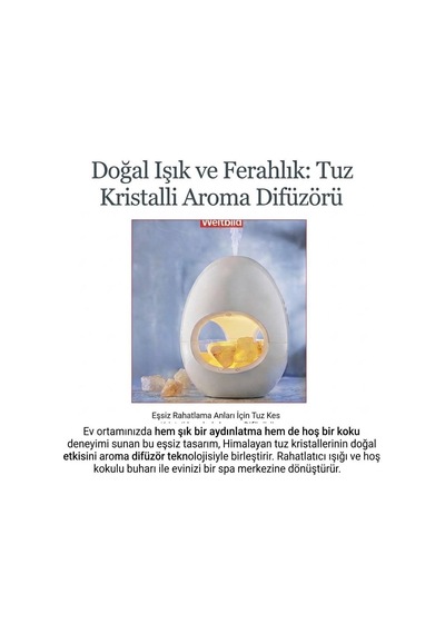 Doğal Tuz Lambalı Aroma Terapi Difüzörü, Uzun Süreli Çalışma Ve Rahatlatıcı Spa Etkisi