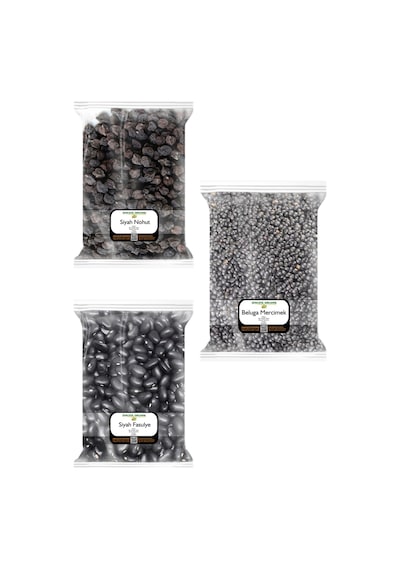 3x170 Gr. Siyah Beluga Mercimek Siyah Nohut Siyah Fasulye 170'şer Gram 3 Paket
