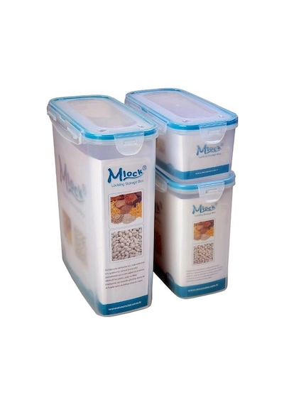 Moonstar Bakliyat Saklama Kabı Üçlü Set Contalı Hava Geçirmez St- Çok Renkli